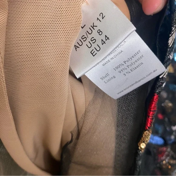 Bronx & Banco Paradise Sequin Lace Flared Dress Embellished Floral Sz L‎ 8 - Picture 9 of 9